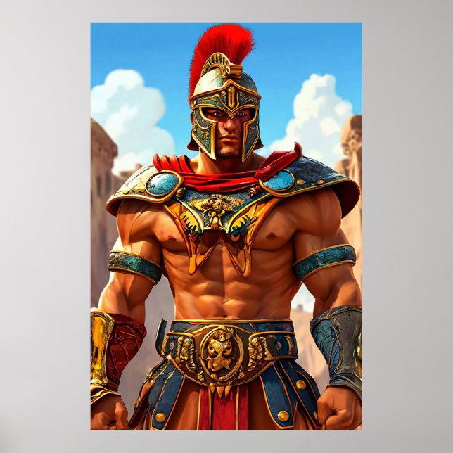 Poster Presente Gladiador de Desenho Animado Amante da Hi (Frente)
