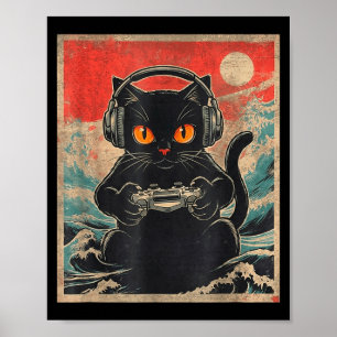 Poster Presente Japonês de Jogos de Anime Fofo Gato Kawai