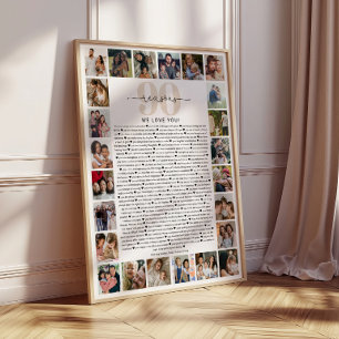 Póster Presente Lembrança Colagem de Fotos 90 Razões pela