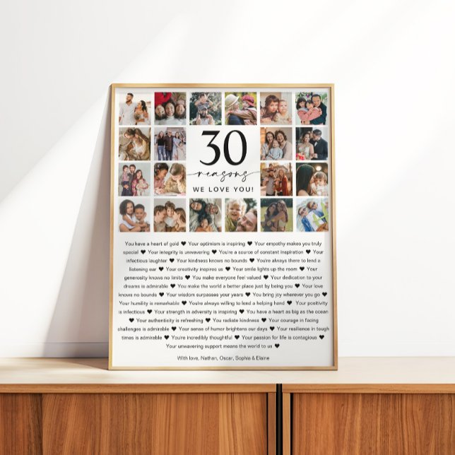 Póster Presente Lembrança de Colagem de Fotos 30 Razões p (Criador carregado)