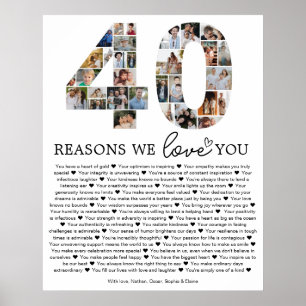 Poster Presente Lembrança de Colagem de Fotos 40 Razões p