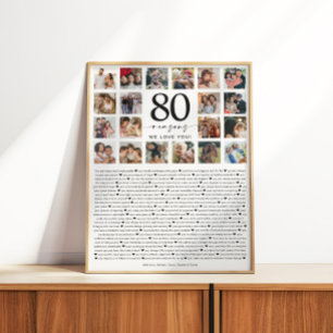 Póster Presente Lembrança de Colagem de Fotos 80 Razões p