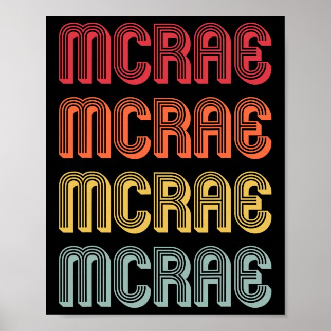 Poster Presente Mcrae Sobrenome Divertido Retro Vintage A (Frente)
