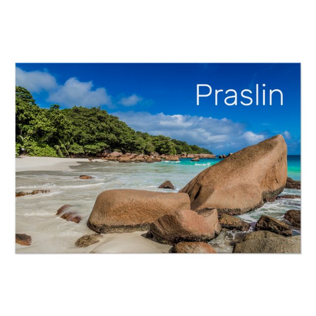 Póster Presente na praia da Anse Lazio, ilha das Seichele (Frente)