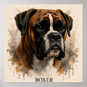Poster Presente para Amante de Cachorro da Família Boxer 