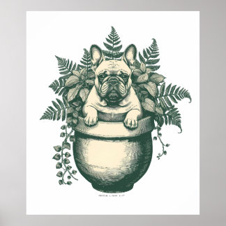 Poster Presente para Amante de Plantas e Bulldog Francês