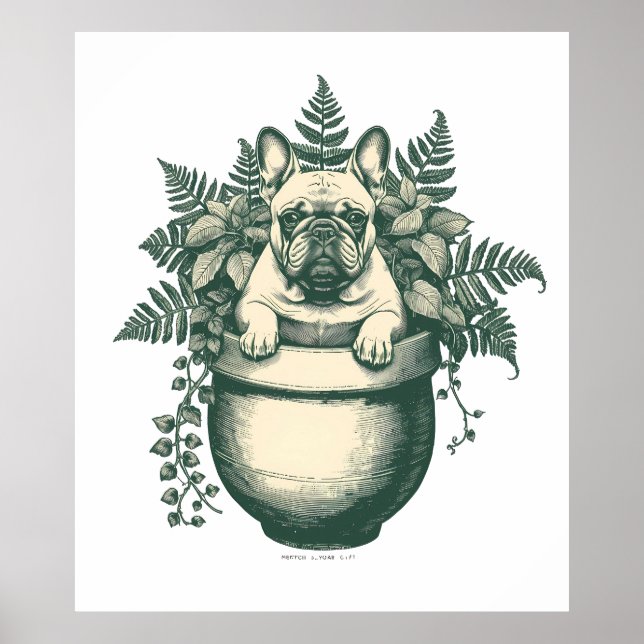 Poster Presente para Amante de Plantas e Bulldog Francês (Frente)