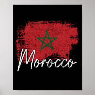 Poster Presente para amante do futebol de Marrocos Bandei