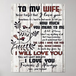 Poster Presente Para Esposa Carta Amável À Minha Espo
