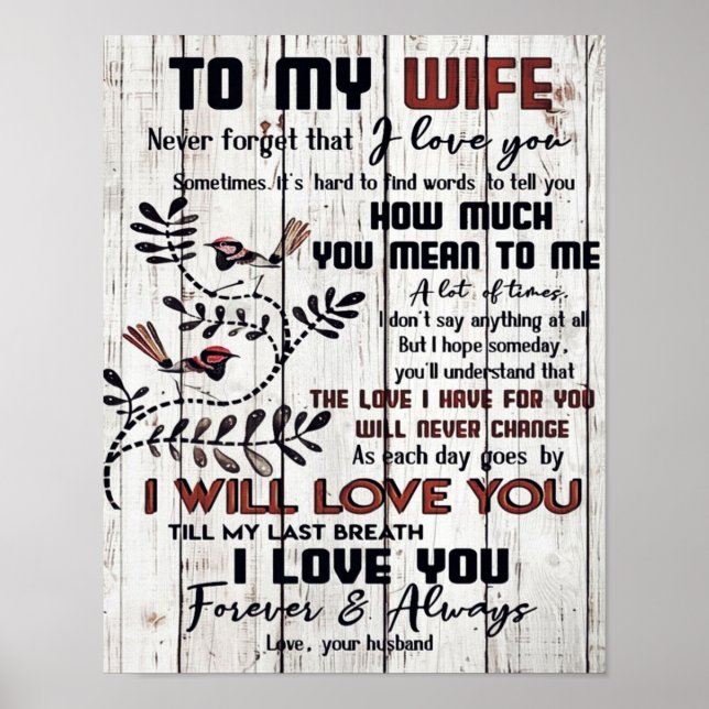 Poster Presente Para Esposa | Carta Amável À Minha Esposa (Frente)