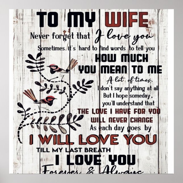 Poster Presente Para Esposa | Carta Amável À Minha Esposa (Frente)