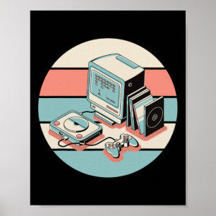 Poster Presente para jogos em cascata retrô Vintage Gamer