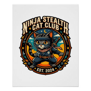 Póster Presente para Mãe de Gato Ninja Furtivo - Ninja St