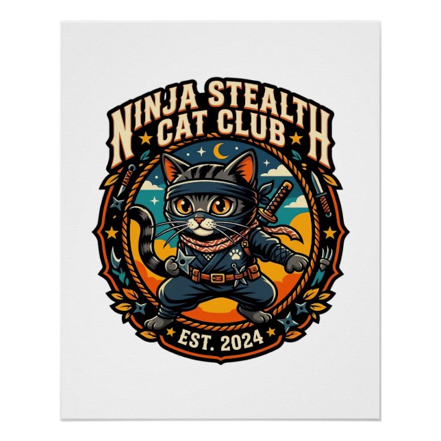 Póster Presente para Mãe de Gato Ninja Furtivo - Ninja St (Frente)