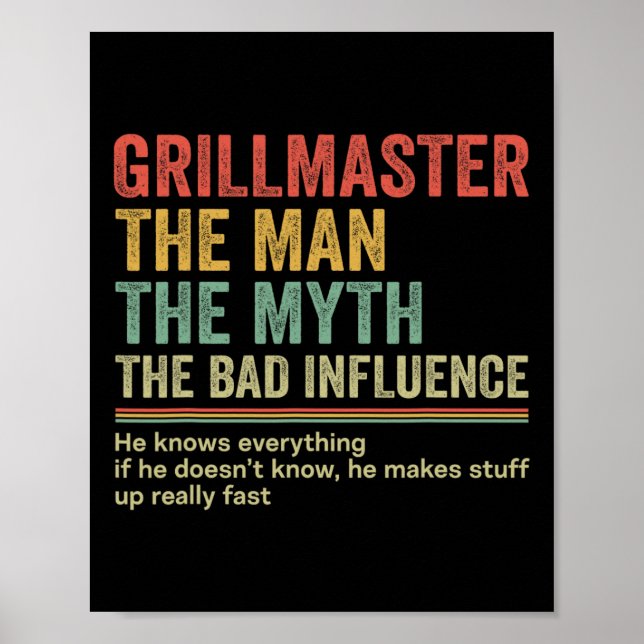 Poster Presente Para O Apelido Do Pai Tee Grillmaster Pai (Frente)