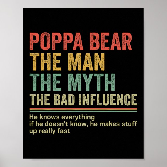 Poster Presente Para Pai Funny Dia de os pais Gift Poppa  (Frente)