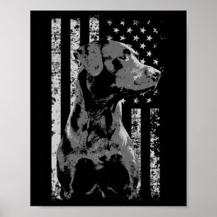Poster Presente Patriótico Bandeira EUA Labrador Preto Pa