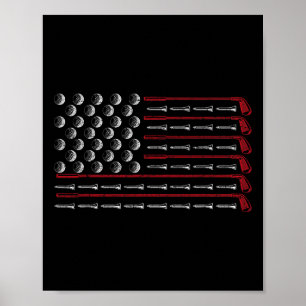 Poster Presente Patriótico de Golfe Americano Bandeira do