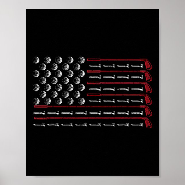 Poster Presente Patriótico de Golfe Americano Bandeira do (Frente)
