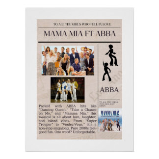 Póster Presente perfeito para um ABBA e um FAN MIA MAMA