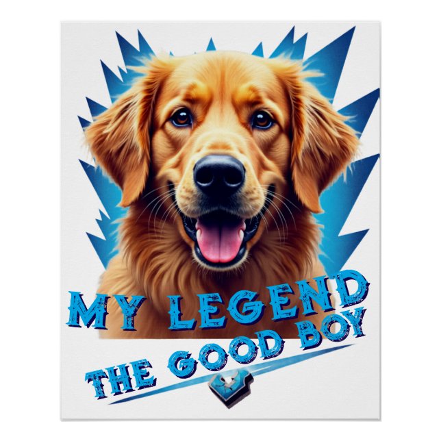 Póster Presente Personalizado da Mascote do Retriever Dou (Frente)