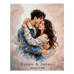 Póster Presente Personalizado de Água-forte do Dia dos Na