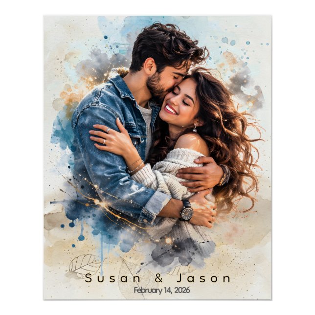 Póster Presente Personalizado de Água-forte para o Dia do (Frente)