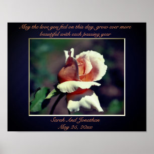 Poster Presente personalizado de casamento Peach Rosebud