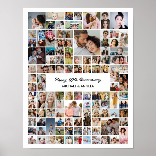 Poster Presente Personalizado de Colagem de 100 Fotos par (Frente)