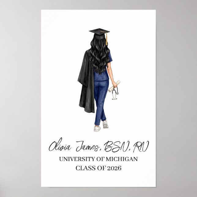 Poster Presente Personalizado de Formatura para Enfermeir (Frente)