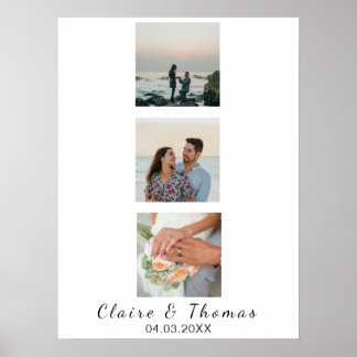 Poster Presente Personalizado de Foto de Casamento com 3 