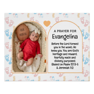 Póster Presente Personalizado de Oração Cristã para Bebê