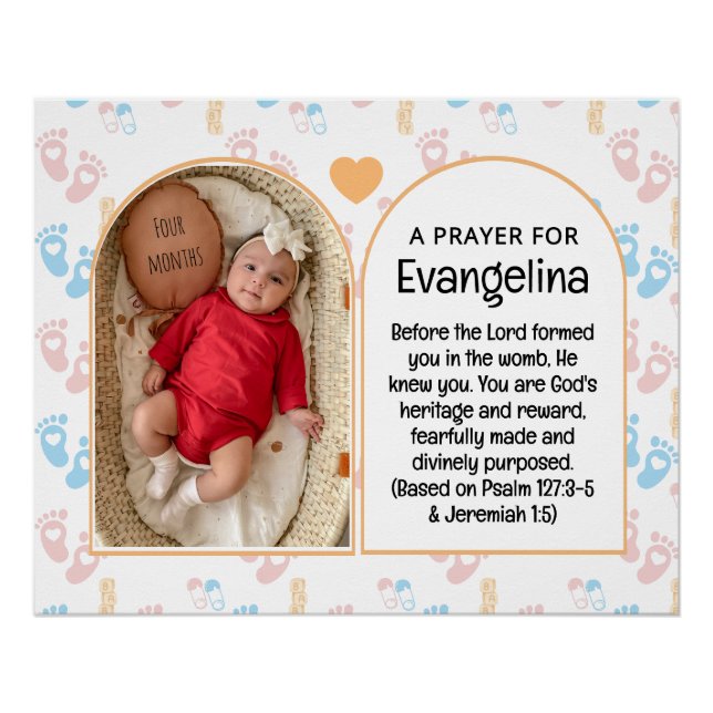 Póster Presente Personalizado de Oração Cristã para Bebê (Frente)