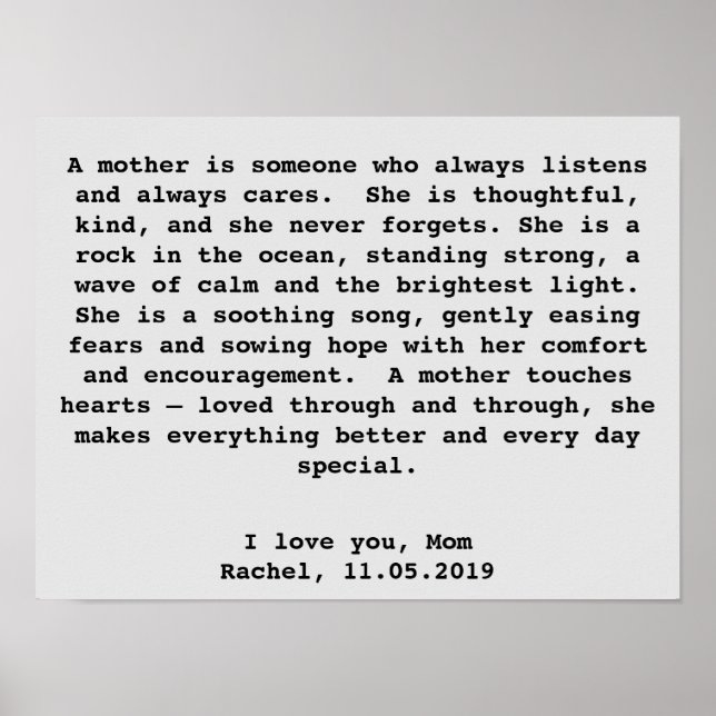 Poster Presente personalizado de Wall Art para a mãe com  (Frente)