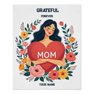 Póster Presente Personalizado para Mamãe Design com Nom