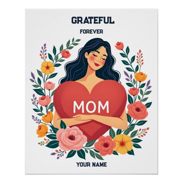 Póster Presente Personalizado para Mamãe | Design com Nom (Frente)