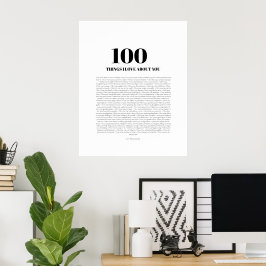 Poster Presente Personalizável '100 Coisas que Eu Amo em