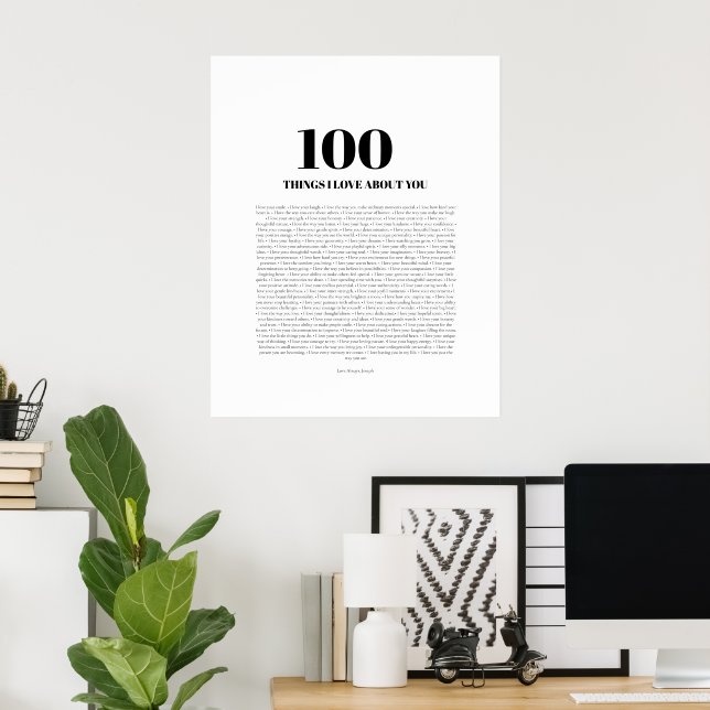 Poster Presente Personalizável '100 Coisas que Eu Amo em  (Escritório em casa)
