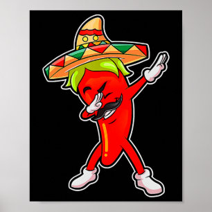 Poster Presente Pimenta Cute Dabbing Chili Mexicana Quent