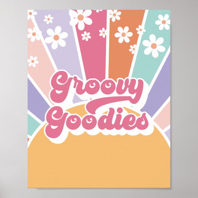 Poster Presente Retro Ensolarado de Aniversário Groovy Go (Frente)