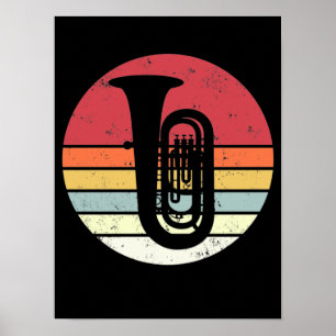 Poster Presente Tuba, retro tuba player, orquestra