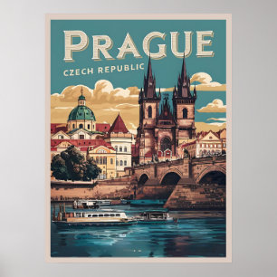 Poster presentes da república checa da praga viagens vint