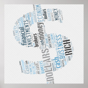 Póster Presentes datilografados dinheiro do negócio do