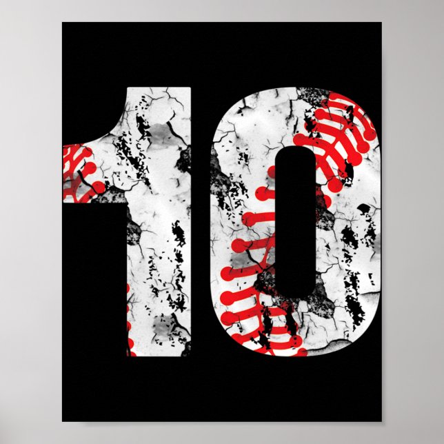 Poster Presentes de 10 anos Número 10 Baseball 10º Aniver (Frente)