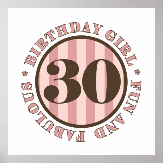 Póster Presentes de aniversário de 30 anos diversão e fab (Frente)