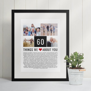 Poster Presentes de Aniversário de 60 Anos Coisas que Ama