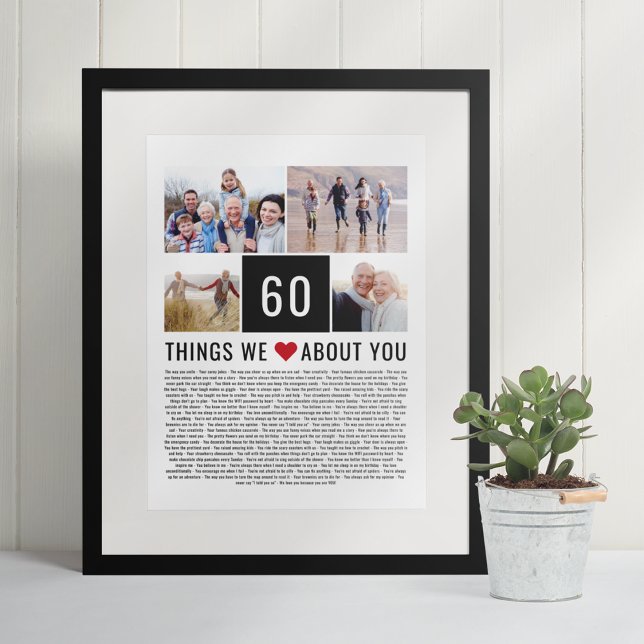 Poster Presentes de Aniversário de 60 Anos Coisas que Ama (Criador carregado)