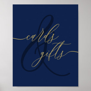 Poster Presentes de Cartões Navy Dourado Simples
