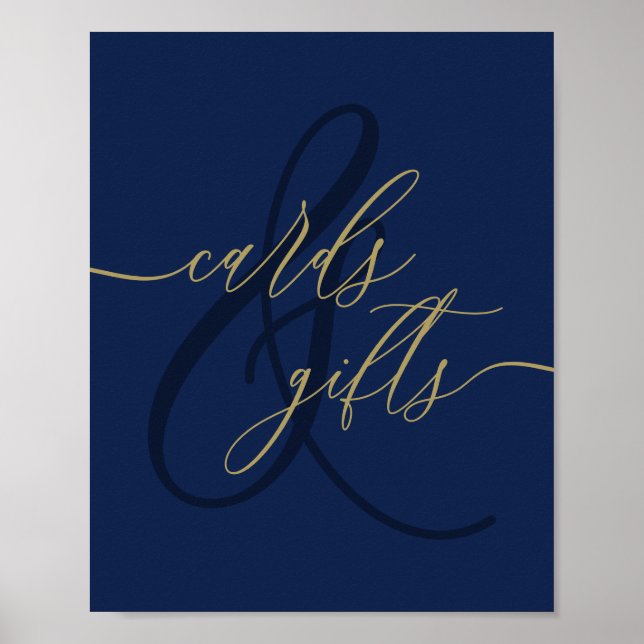Poster Presentes de Cartões Navy Dourado Simples (Frente)