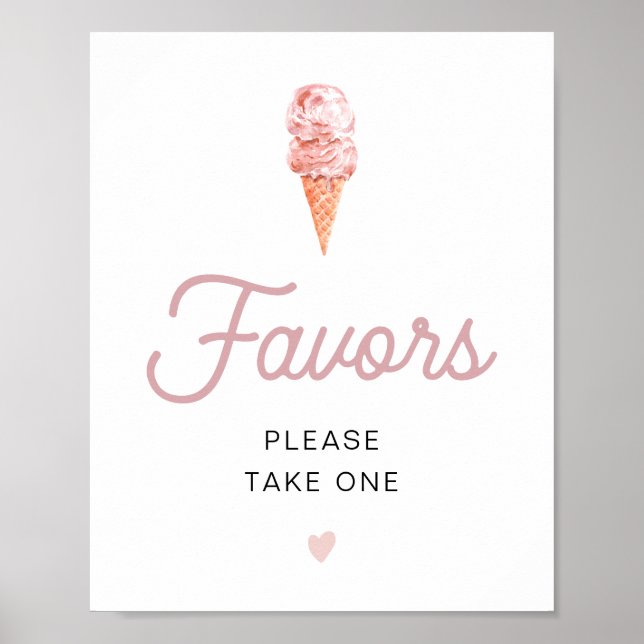 Poster Presentes de festa de casamento de sorvete rosa re (Frente)